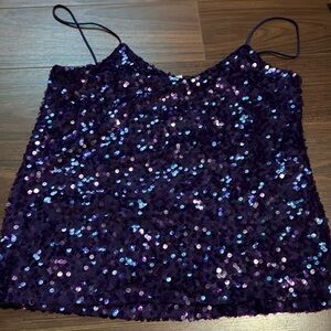 Purple sequin tank top